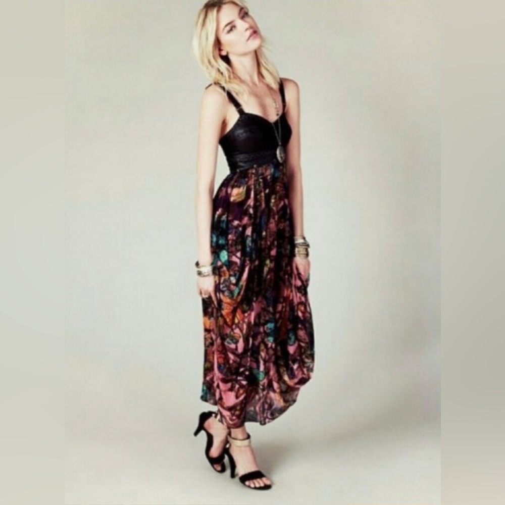 Free People | New Romantics in Babeland Dress Leather Butterfly Formal Dress